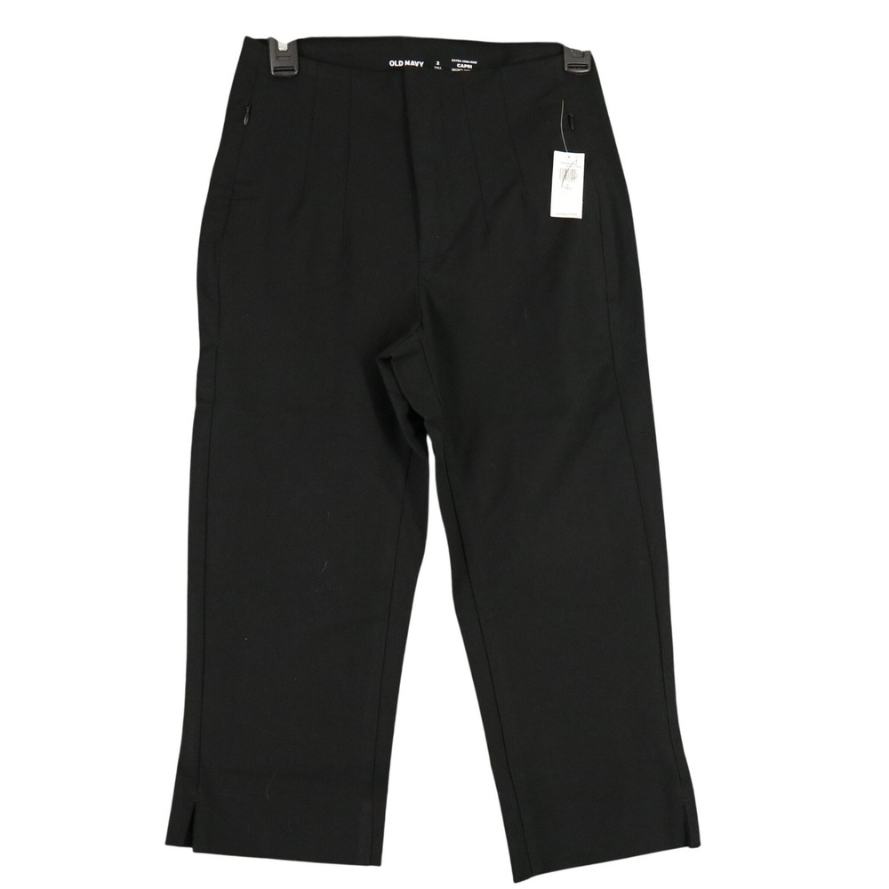 Old Navy Extra High Rise Capri Pants Womens 2 Tall Secret-Smooth Black NWT